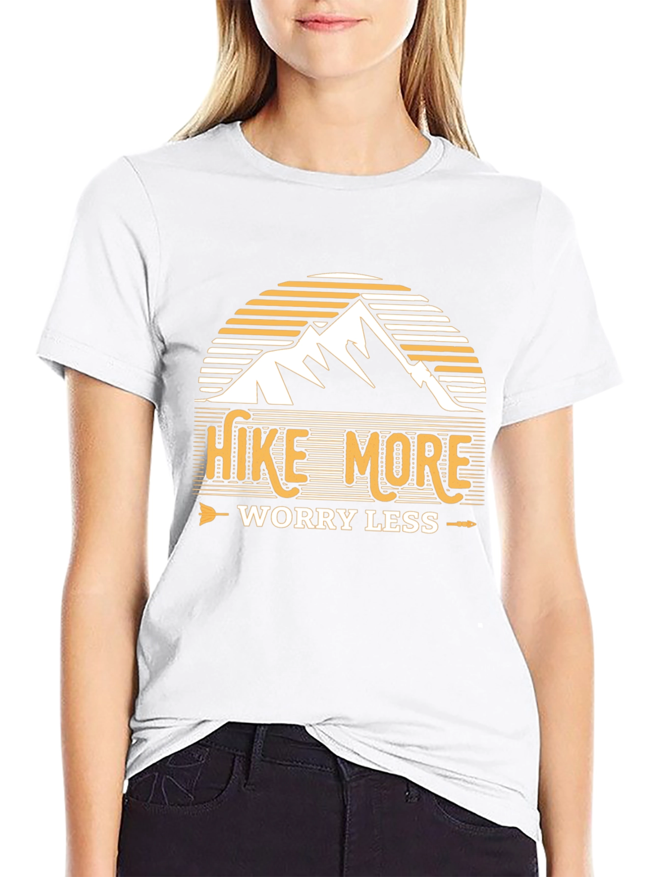 Hike More Worry Less Black Graphic T-Shirt
