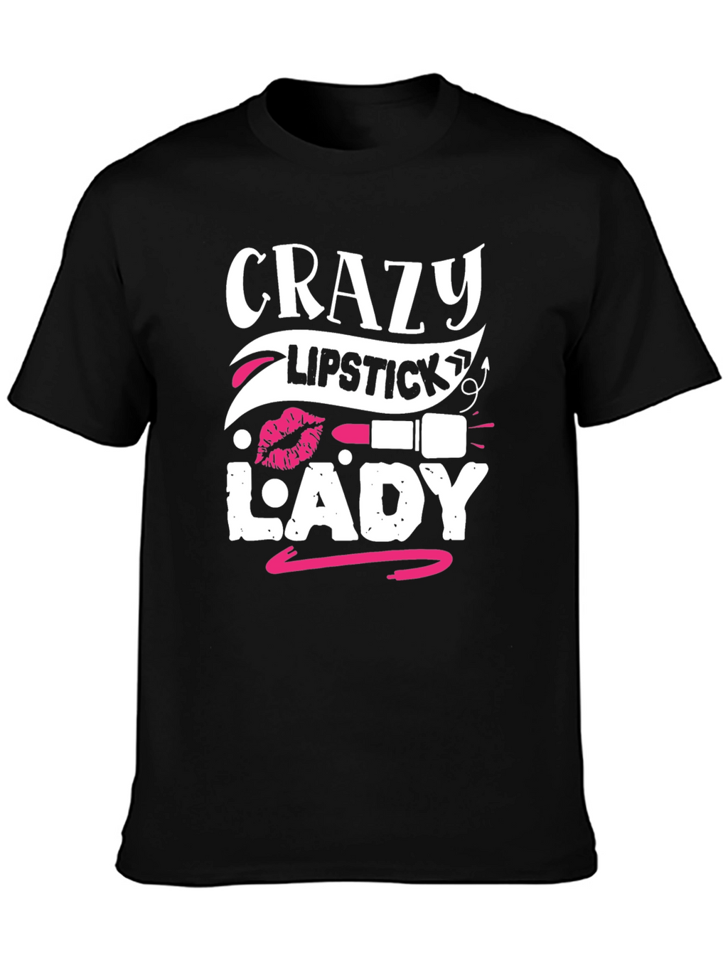 Crazy Lipstick Lady Graphic Tee - Black