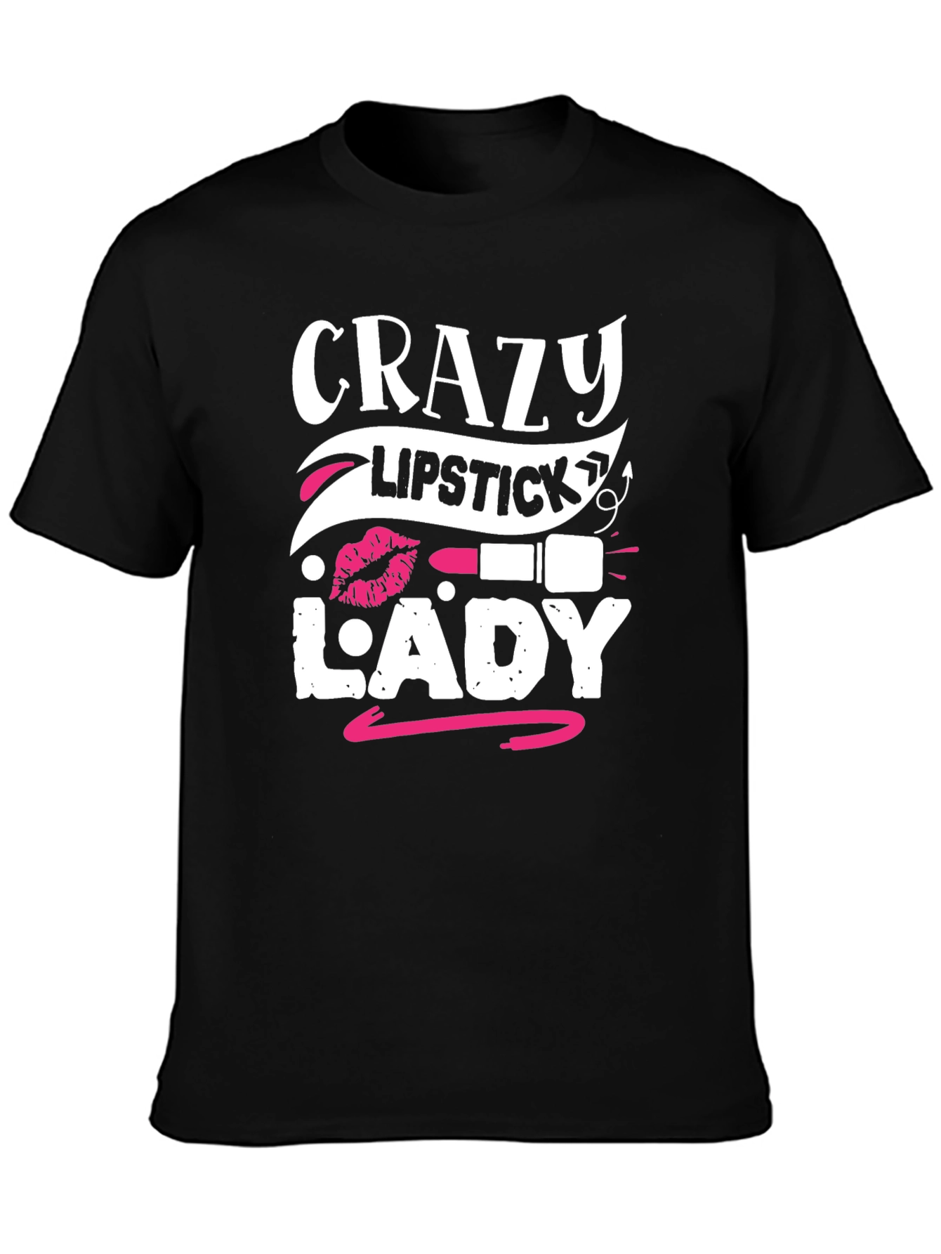 Crazy Lipstick Lady Graphic Tee - Black