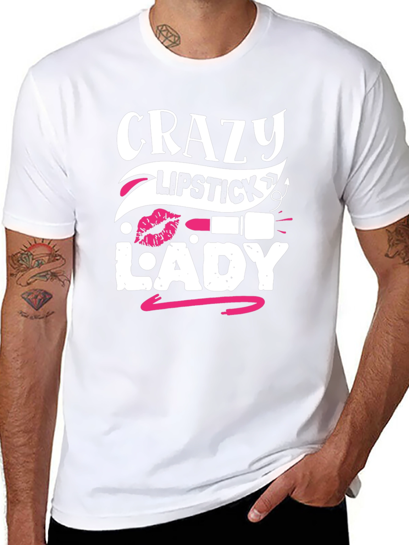 Crazy Lipstick Lady Graphic Tee - Black
