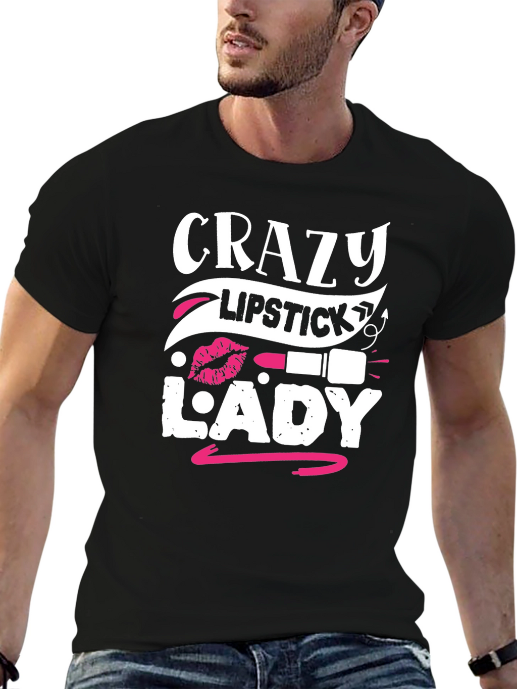 Crazy Lipstick Lady Graphic Tee - Black