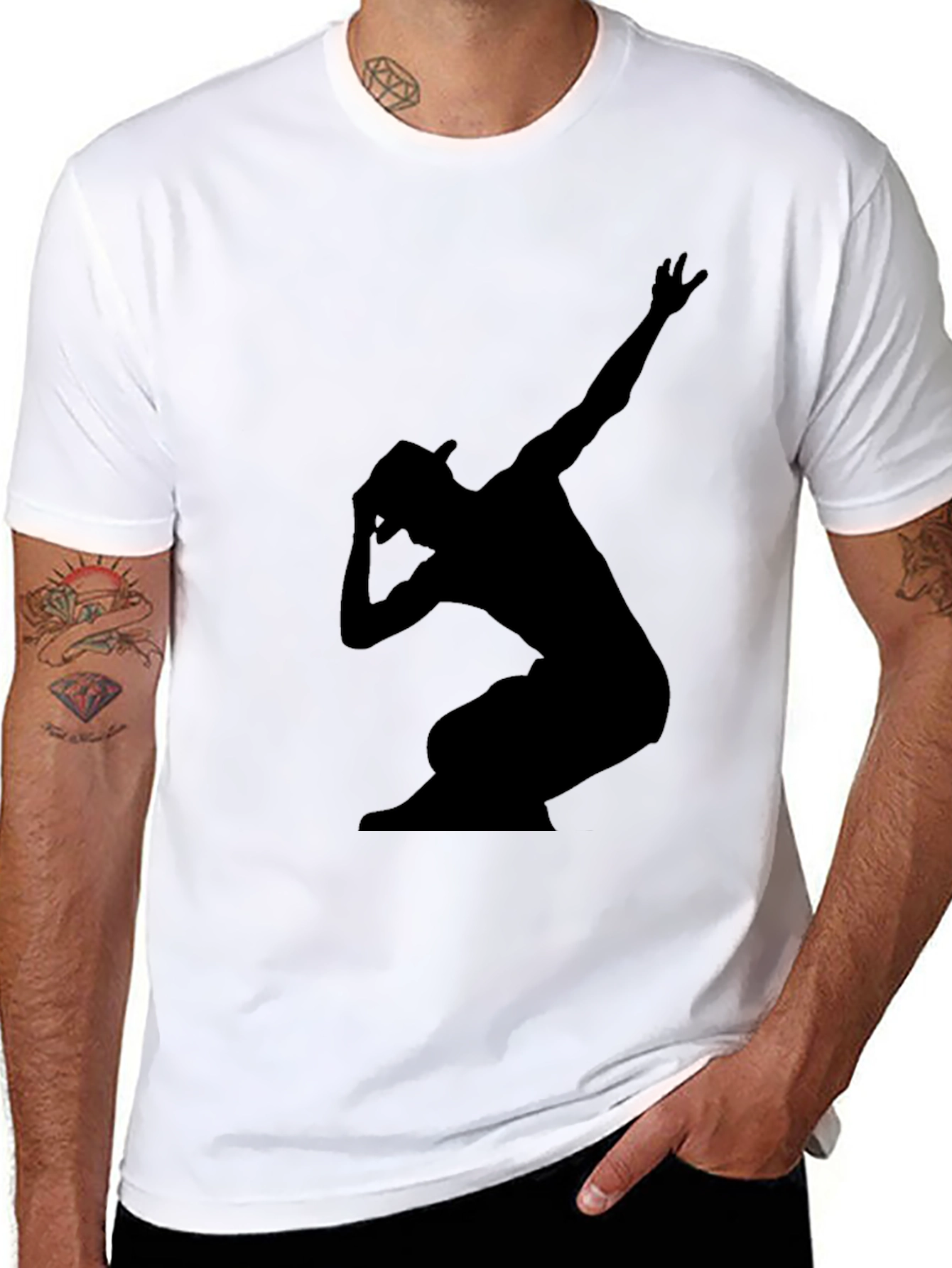 Stylish Black Graphic Tee - Silhouette Dance