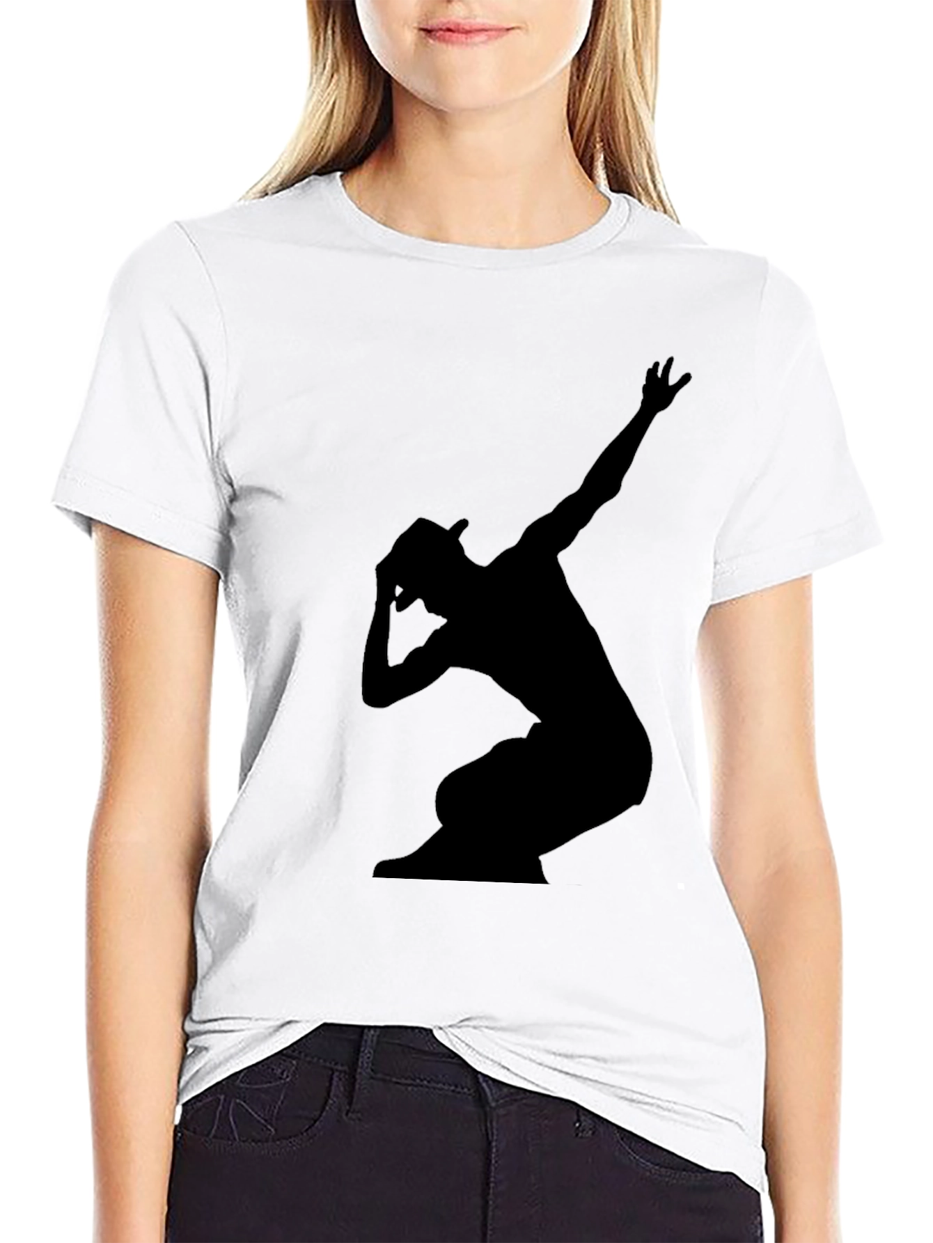 Stylish Black Graphic Tee - Silhouette Dance