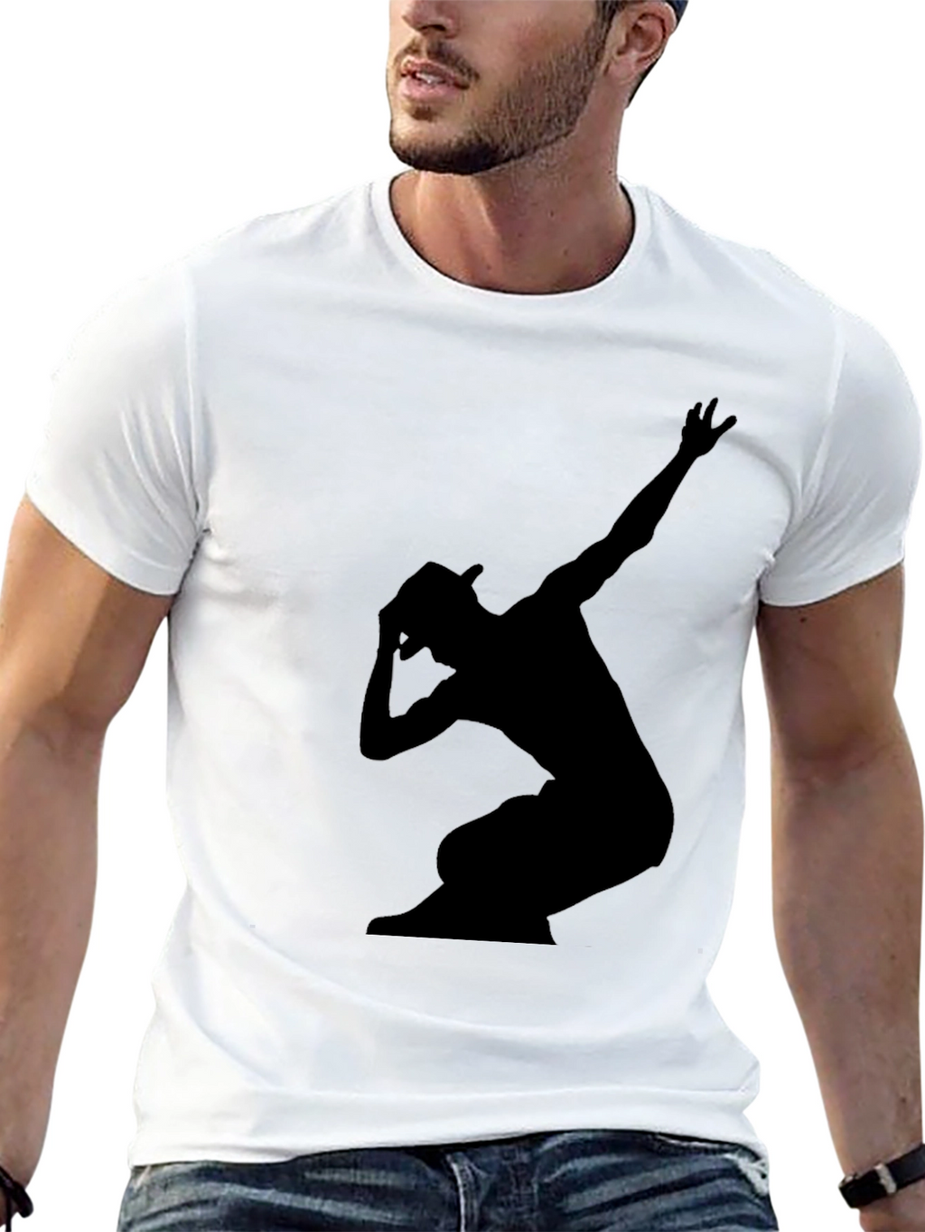 Stylish Black Graphic Tee - Silhouette Dance