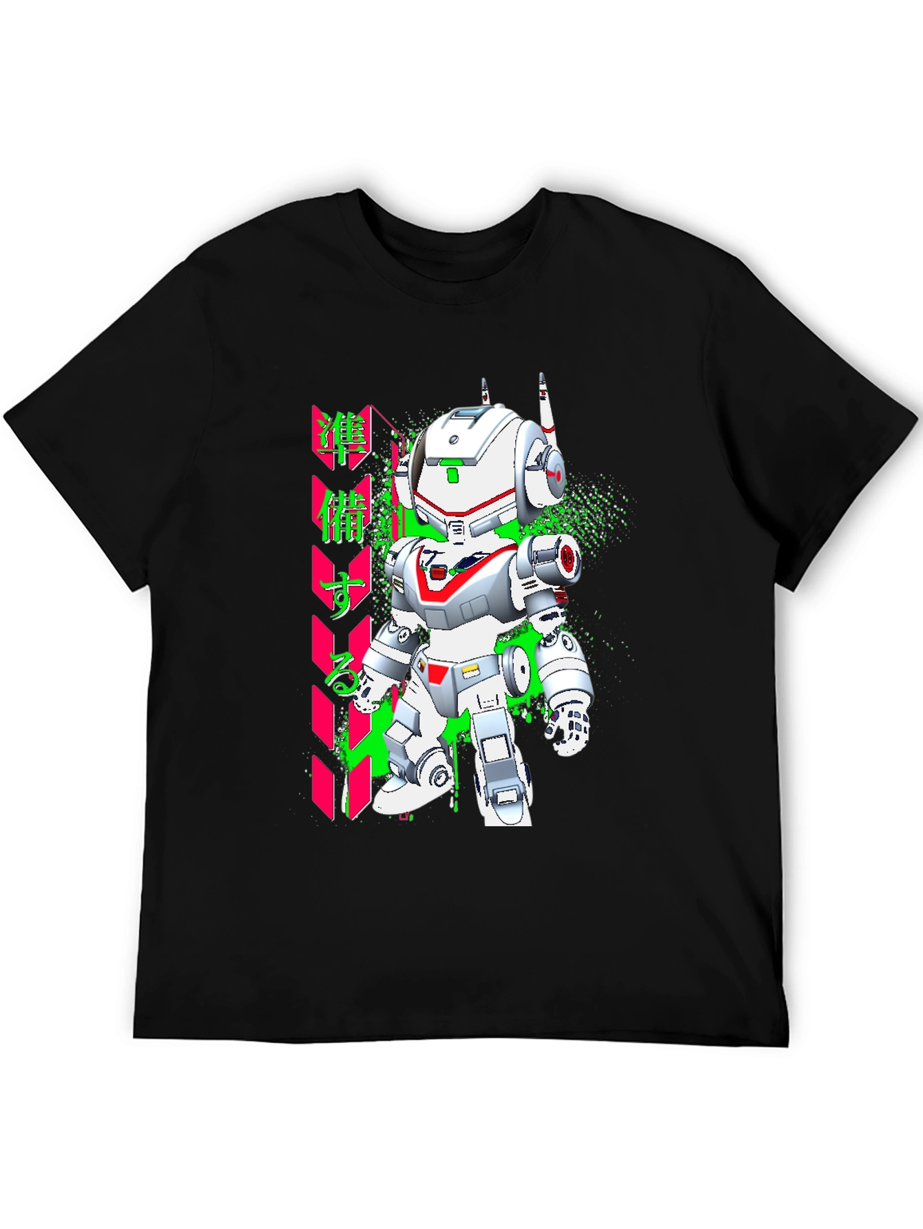 Robot Graphic Tee - Black Short Sleeve Shirt
