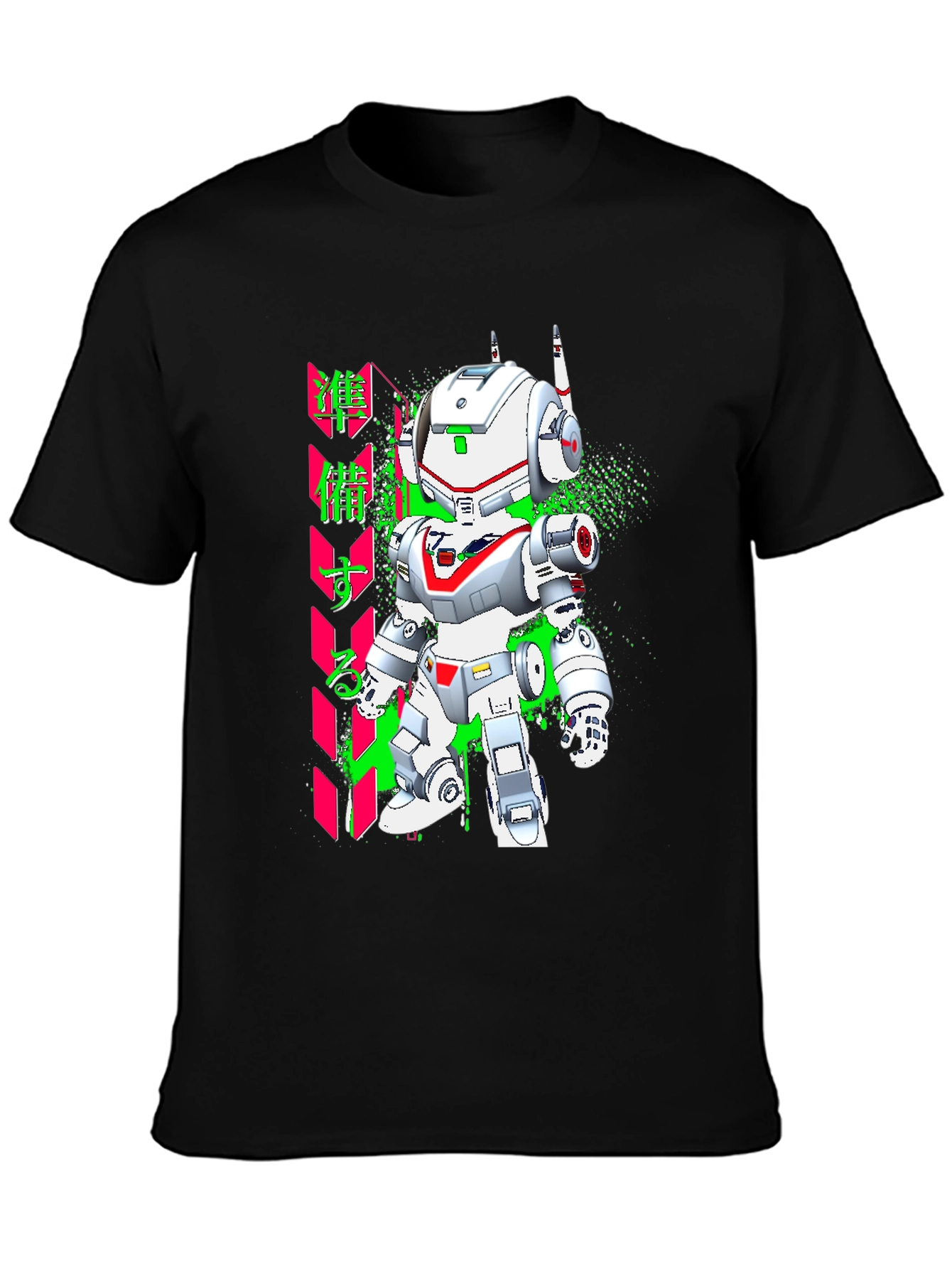 Robot Graphic Tee - Black Short Sleeve Shirt