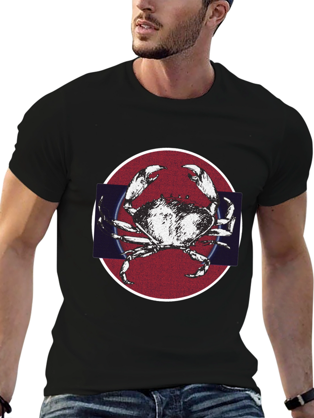 Crab Graphic Tee - Mens Black Cotton T-Shirt