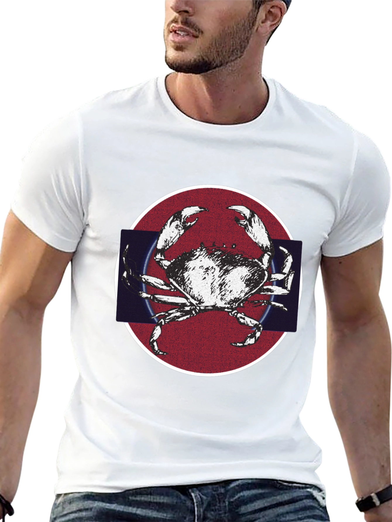 Crab Graphic Tee - Mens Black Cotton T-Shirt