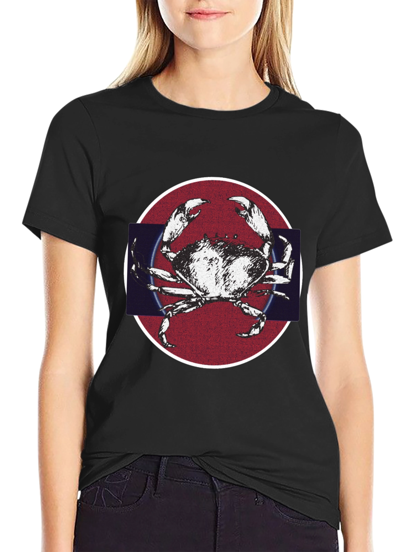 Crab Graphic Tee - Mens Black Cotton T-Shirt