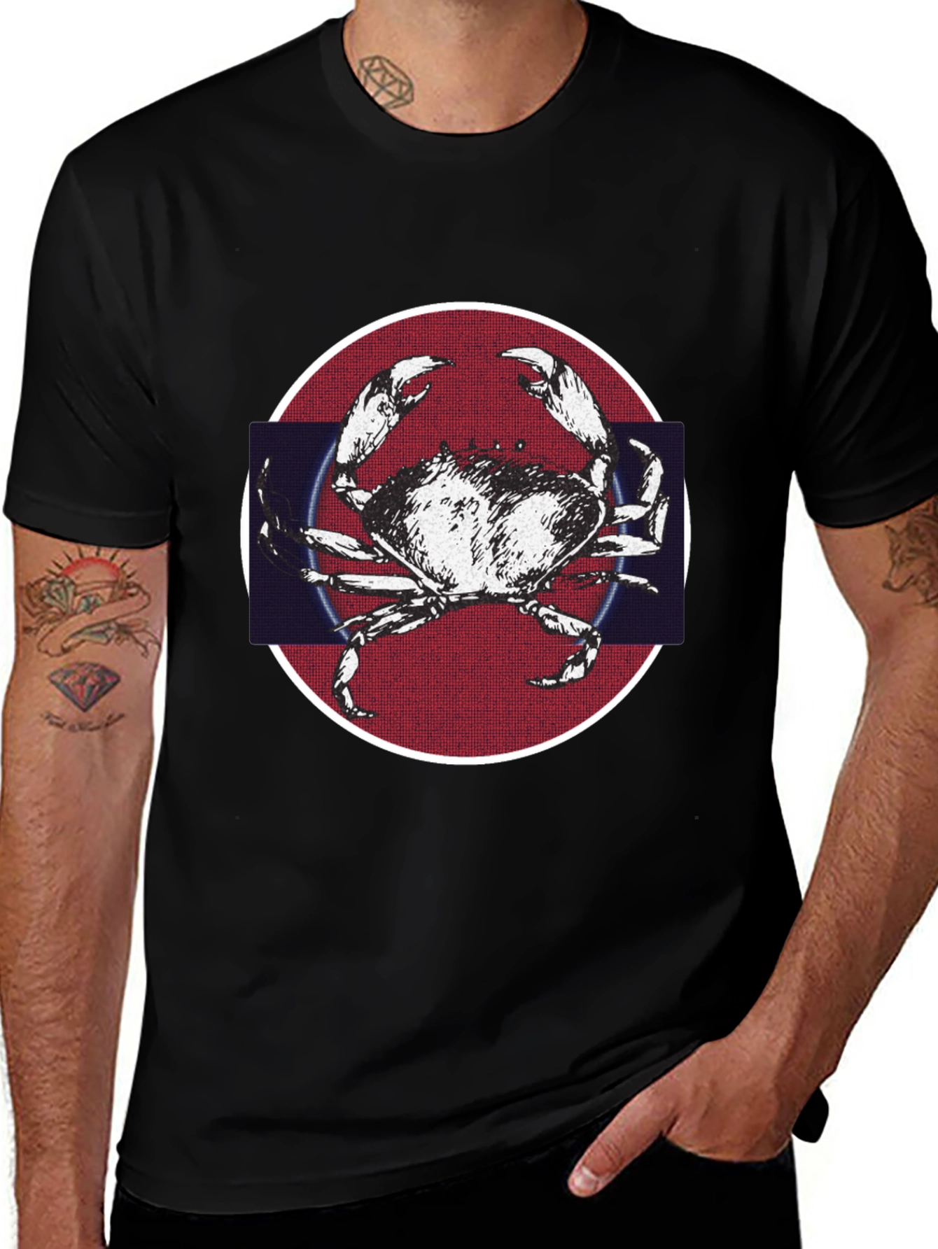 Crab Graphic Tee - Mens Black Cotton T-Shirt