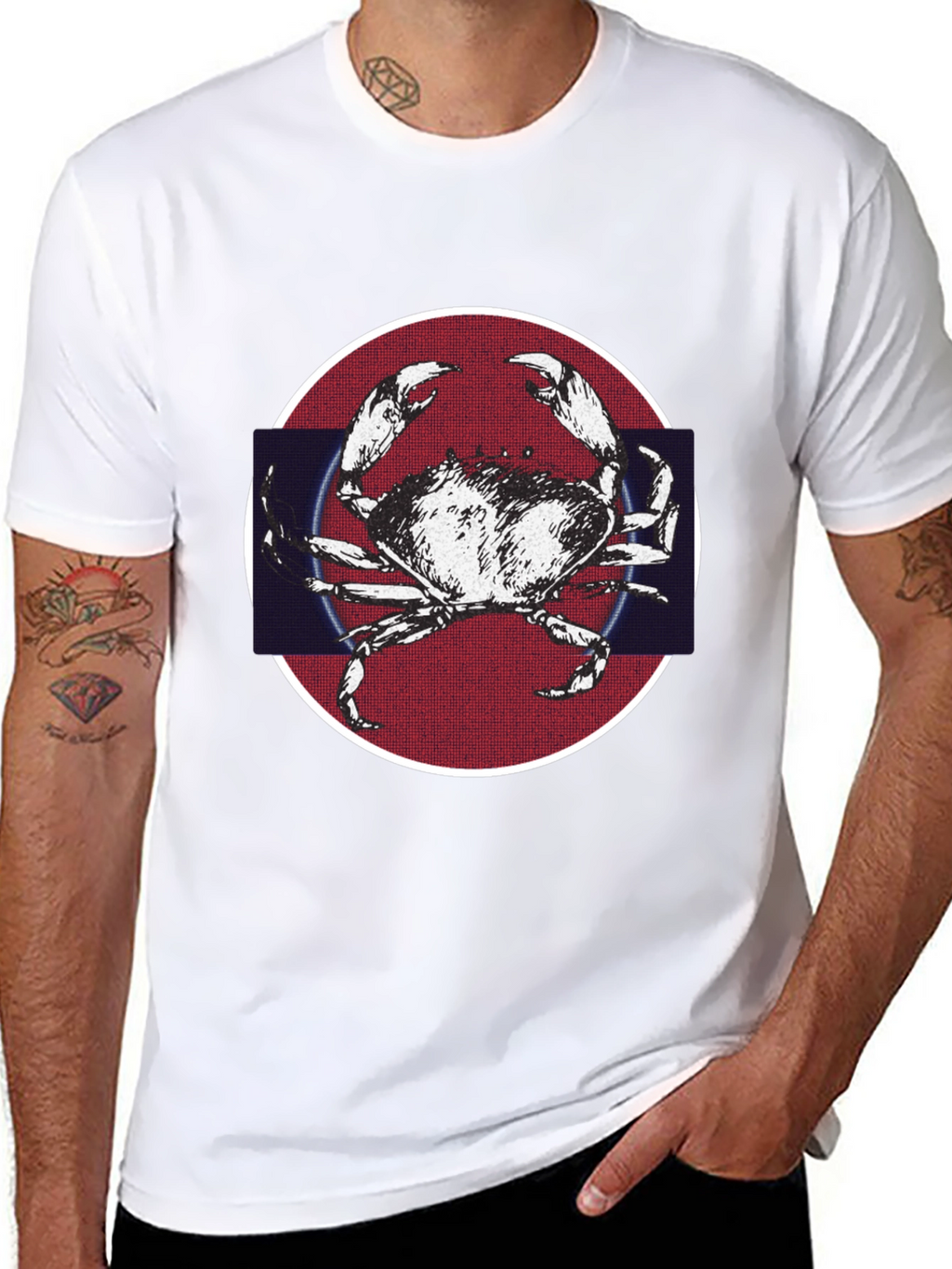 Crab Graphic Tee - Mens Black Cotton T-Shirt