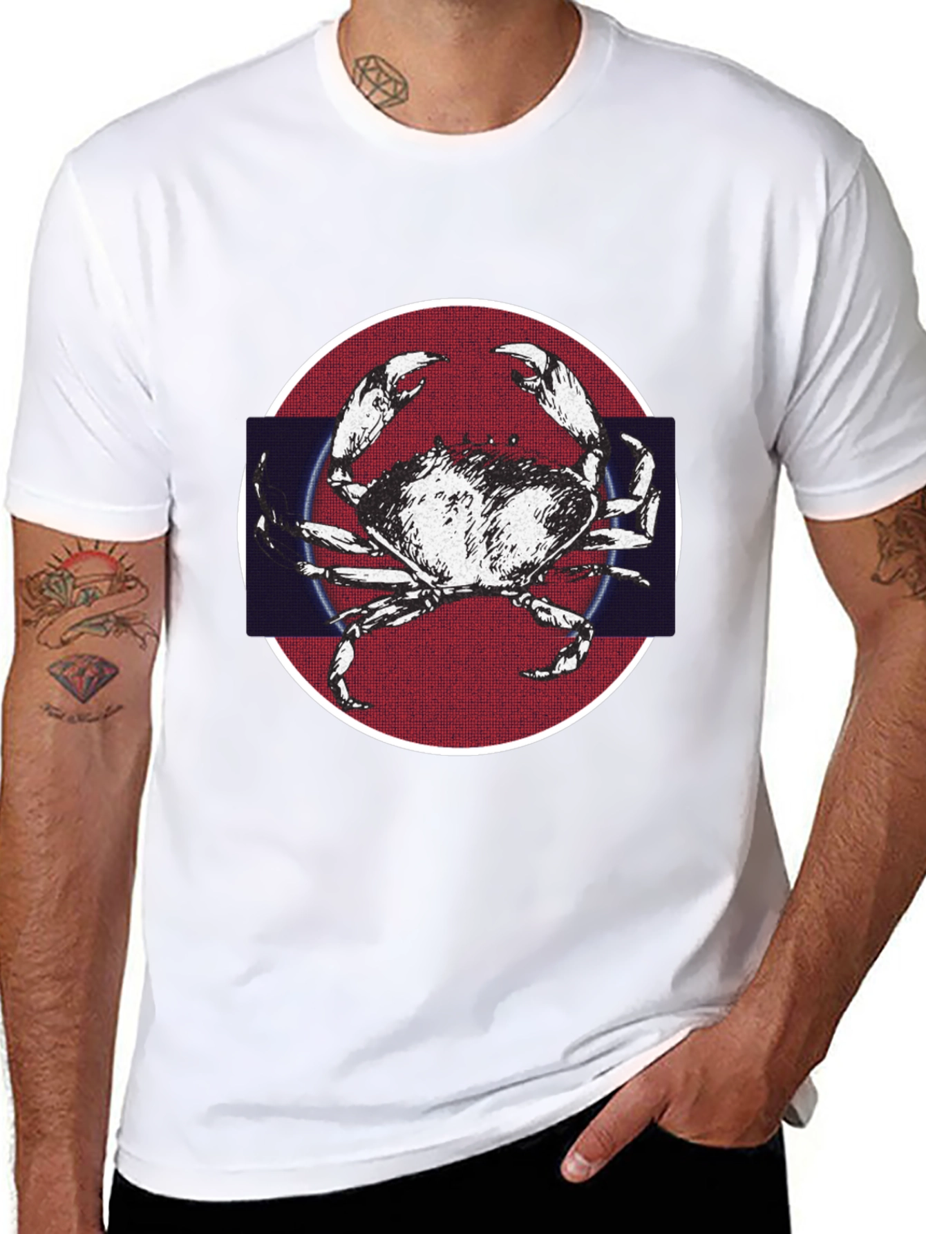 Crab Graphic Tee - Mens Black Cotton T-Shirt