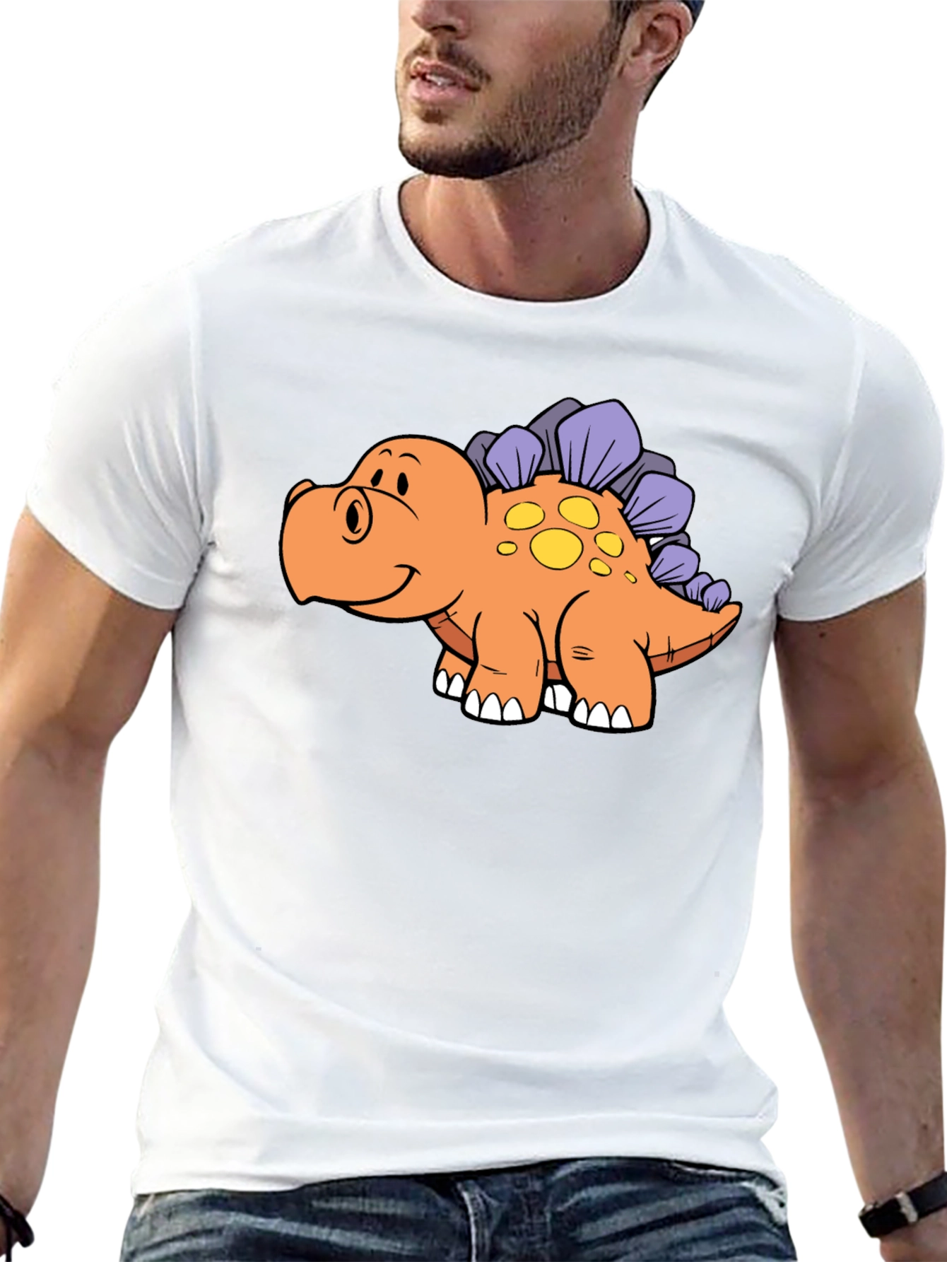 Cartoon Dinosaur Graphic T-Shirt