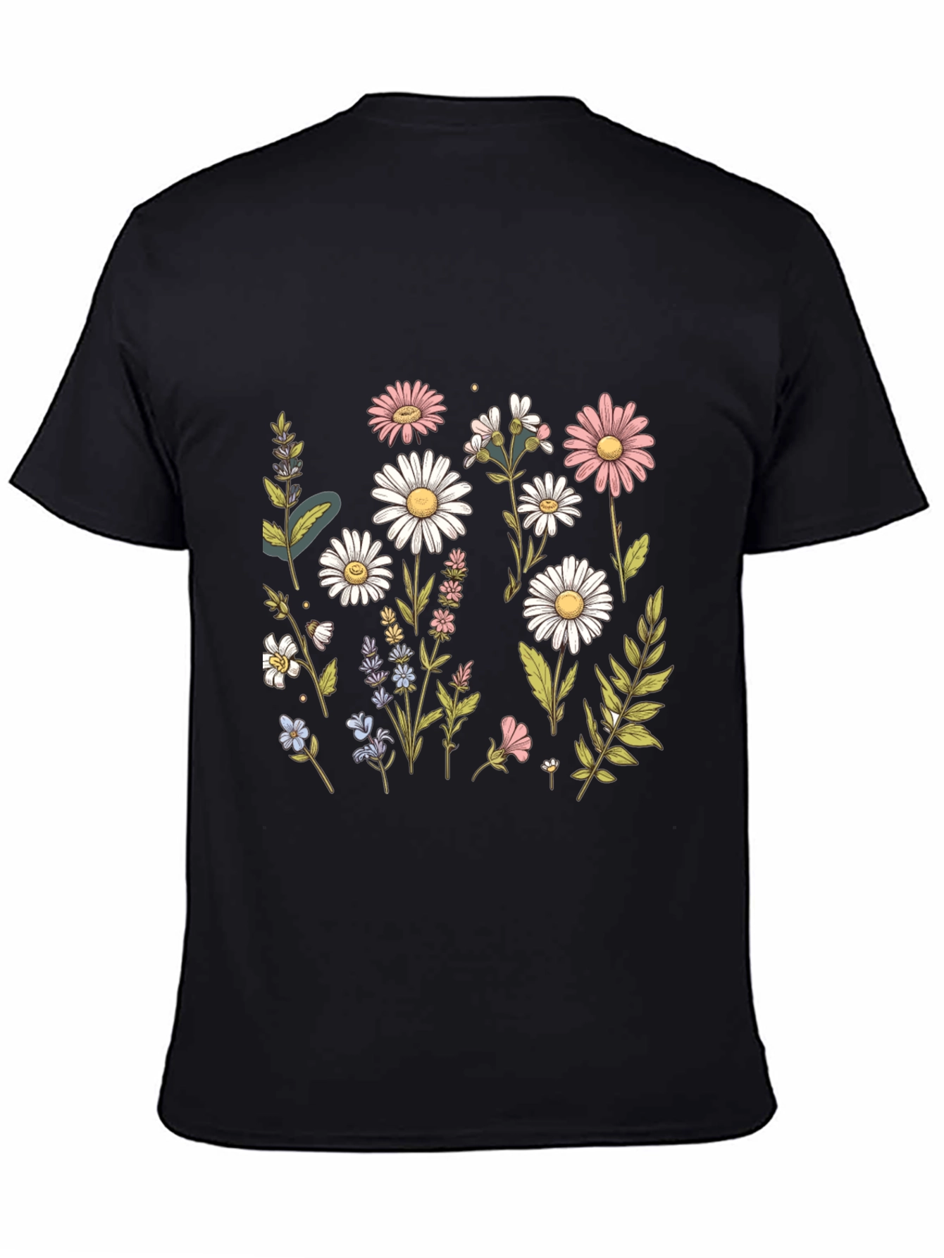 Floral Print Black T-Shirt - Stylish & Comfortable