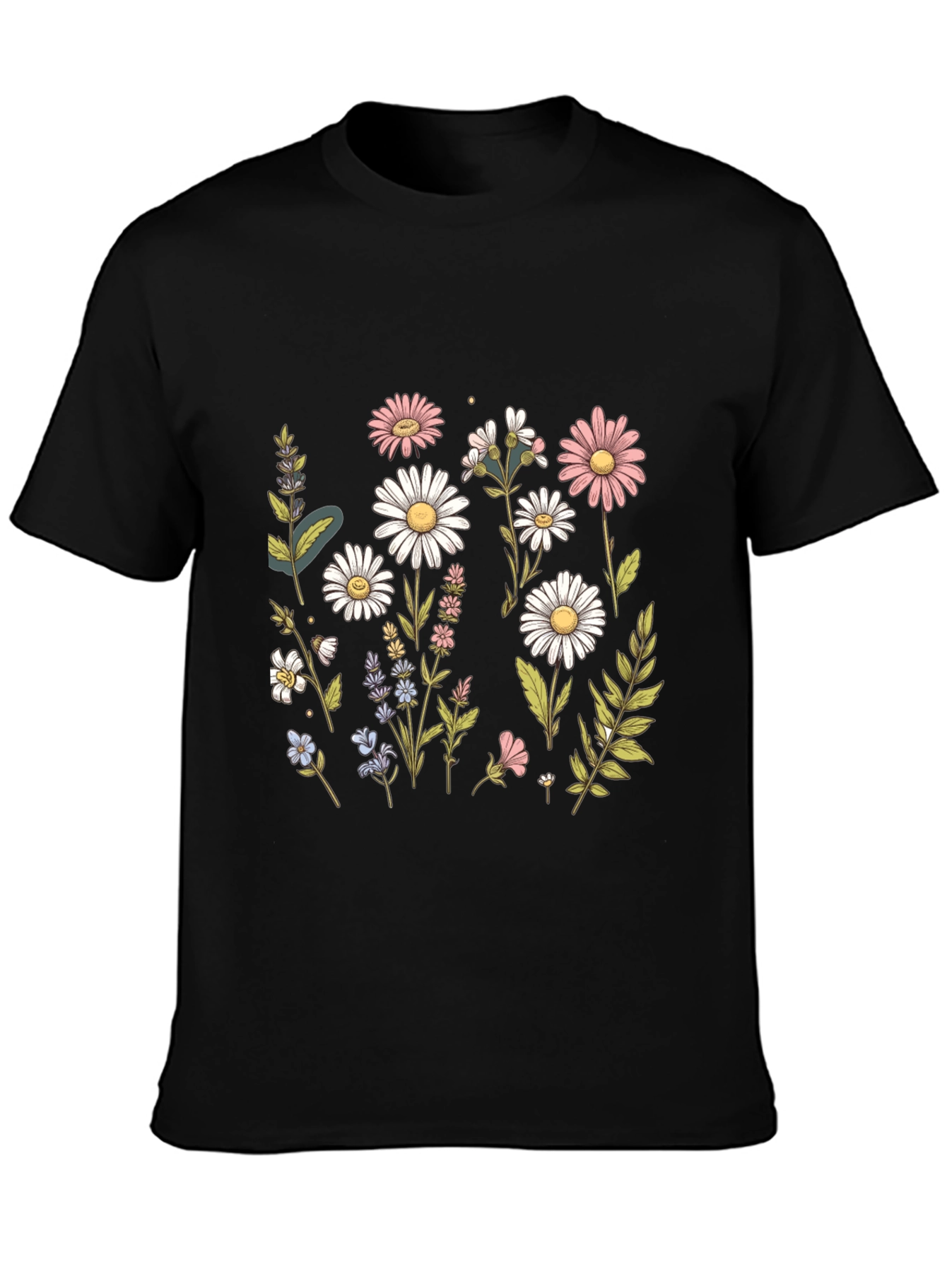 Floral Print Black T-Shirt - Stylish & Comfortable