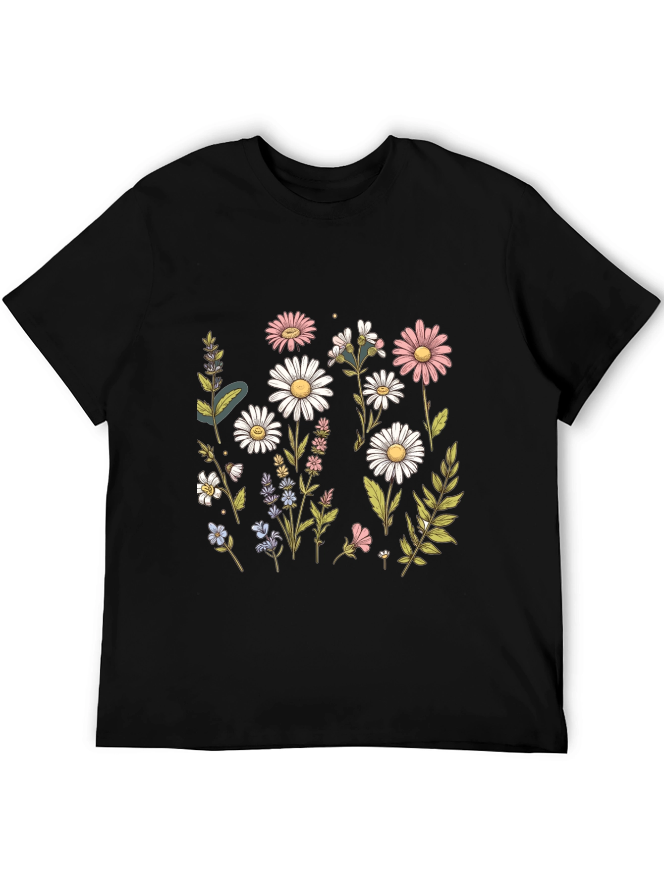 Floral Print Black T-Shirt - Stylish & Comfortable