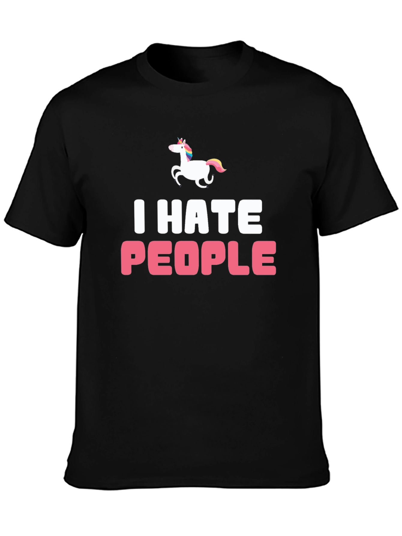 I Hate People Unicorn Black T-Shirt