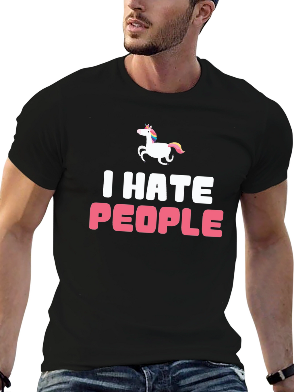I Hate People Unicorn Black T-Shirt