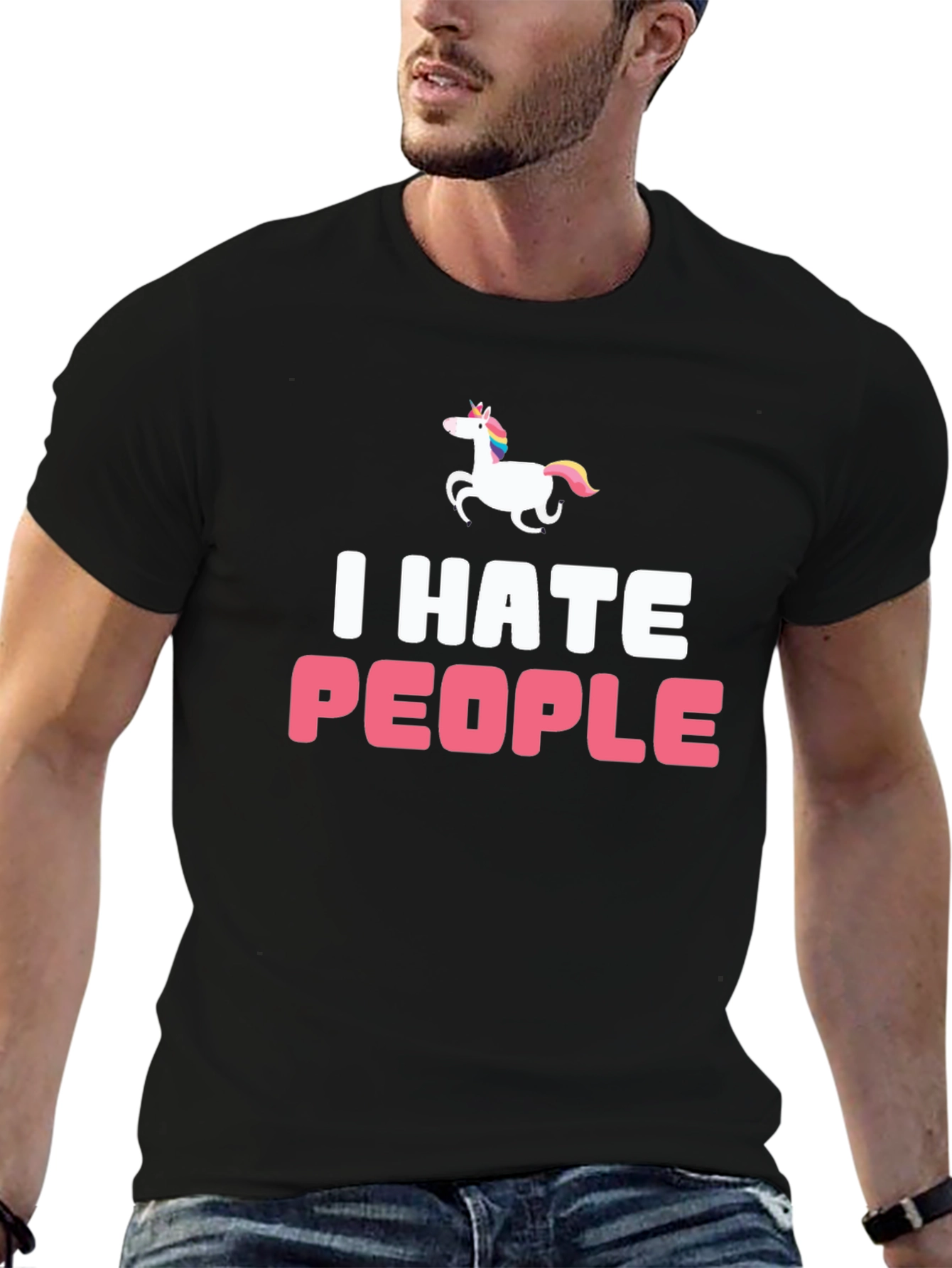 I Hate People Unicorn Black T-Shirt