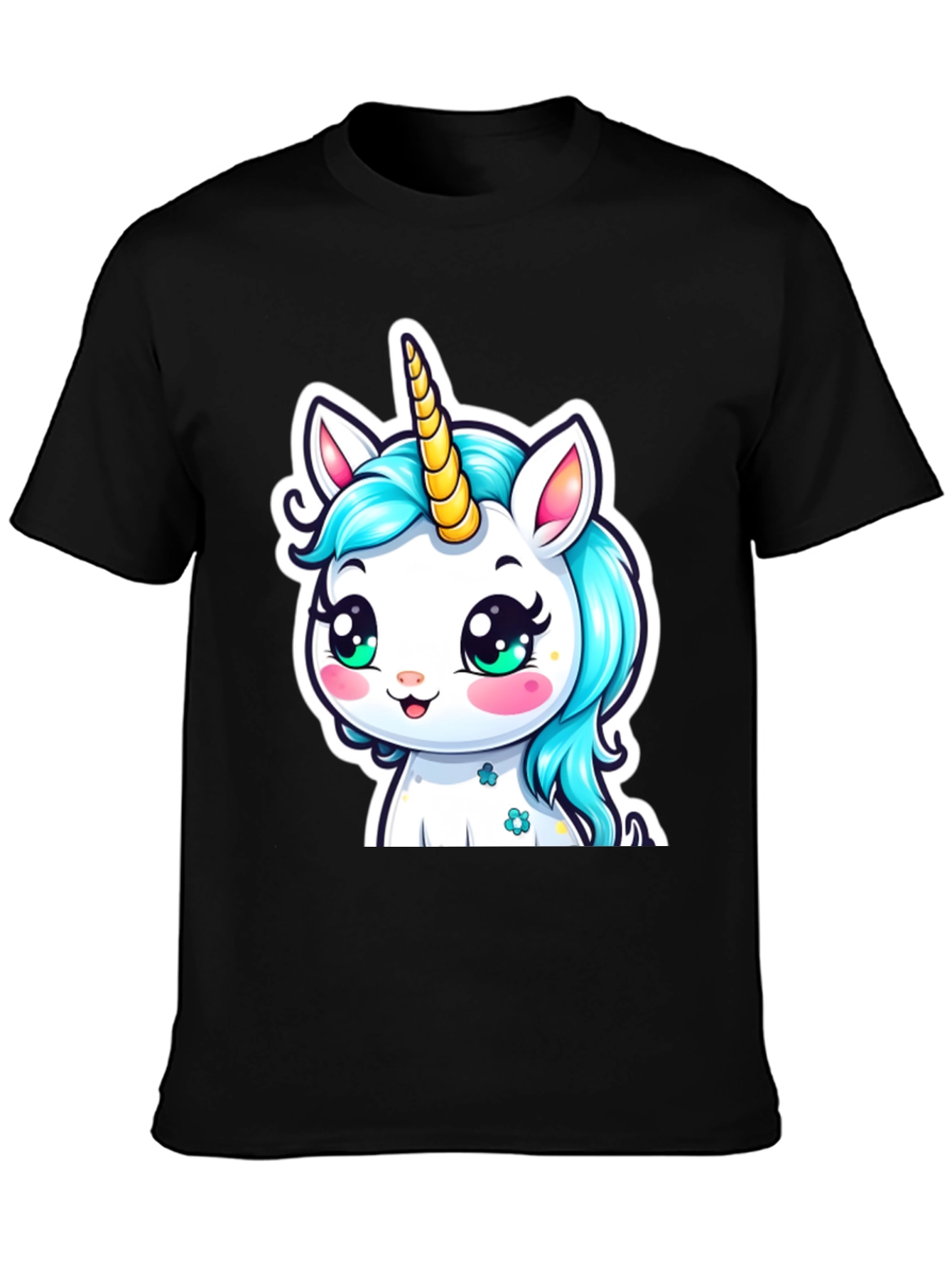 Unicorn Graphic Tee - Black Cotton T-Shirt