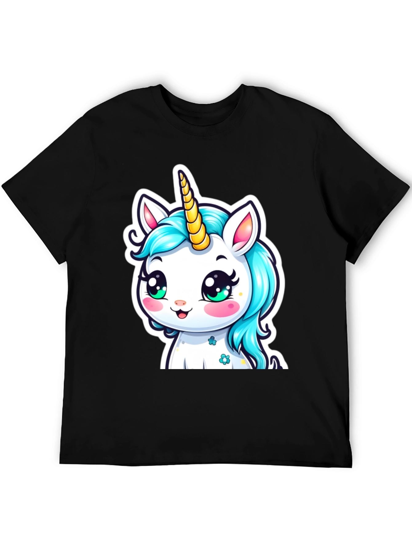 Unicorn Graphic Tee - Black Cotton T-Shirt