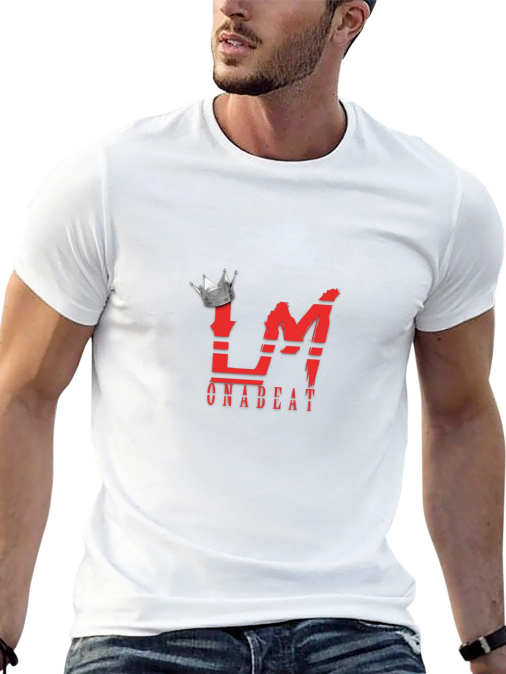 Mens Black Graphic Tee - Crown LM Onabeat Design