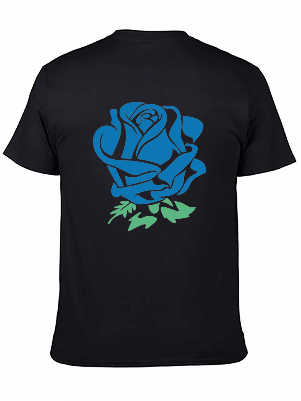 Blue Rose Graphic Black T-Shirt