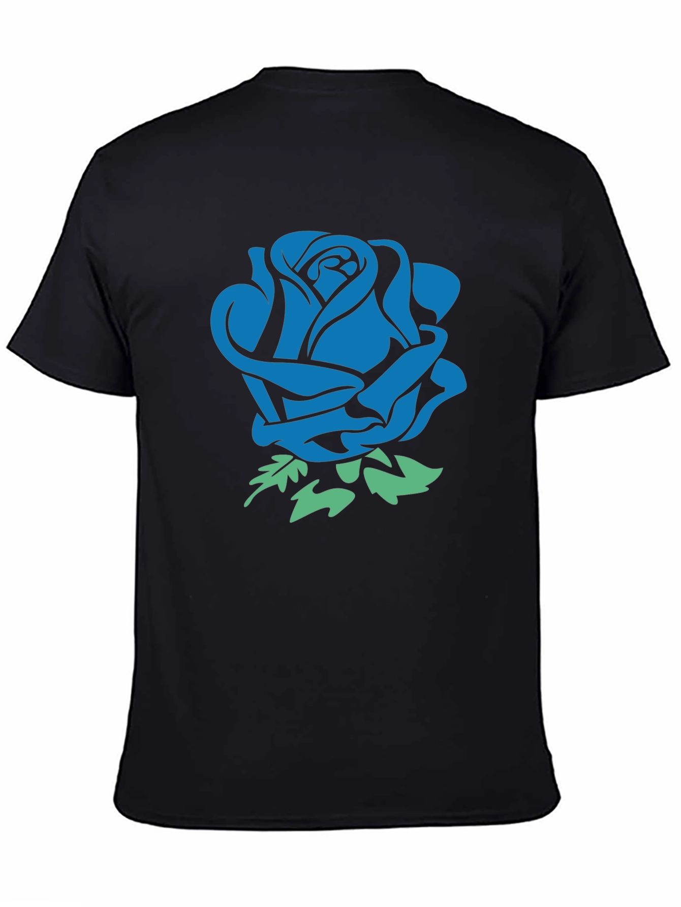 Blue Rose Graphic Black T-Shirt