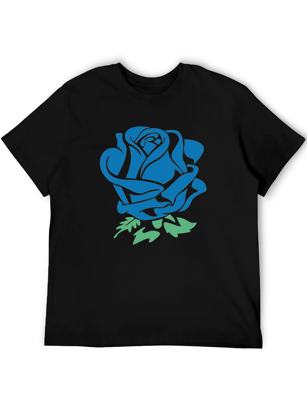 Blue Rose Graphic Black T-Shirt