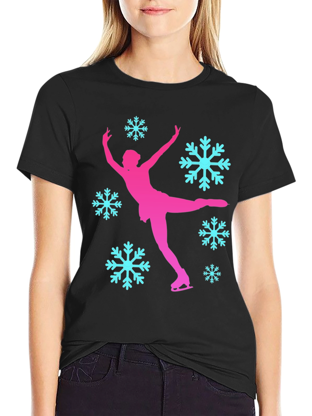 Figure Skating Snowflake Graphic T-Shirt