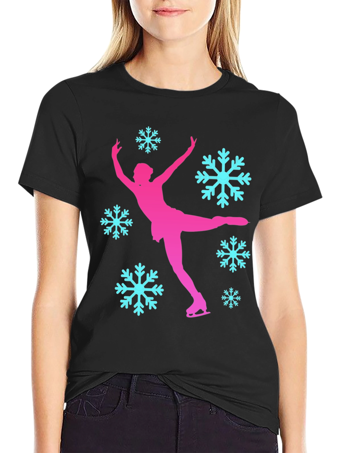 Figure Skating Snowflake Graphic T-Shirt