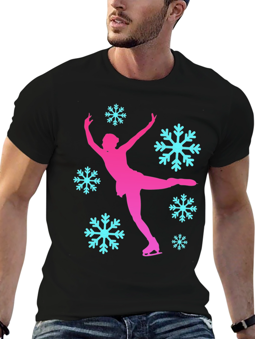 Figure Skating Snowflake Graphic T-Shirt