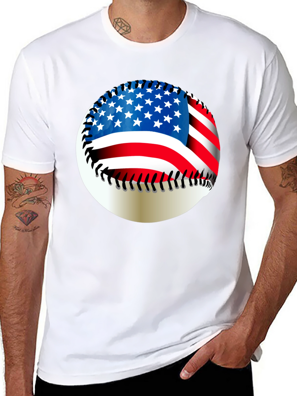 USA Flag Baseball Graphic Tee - Patriotic Style