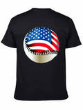 USA Flag Baseball Graphic Tee - Patriotic Style