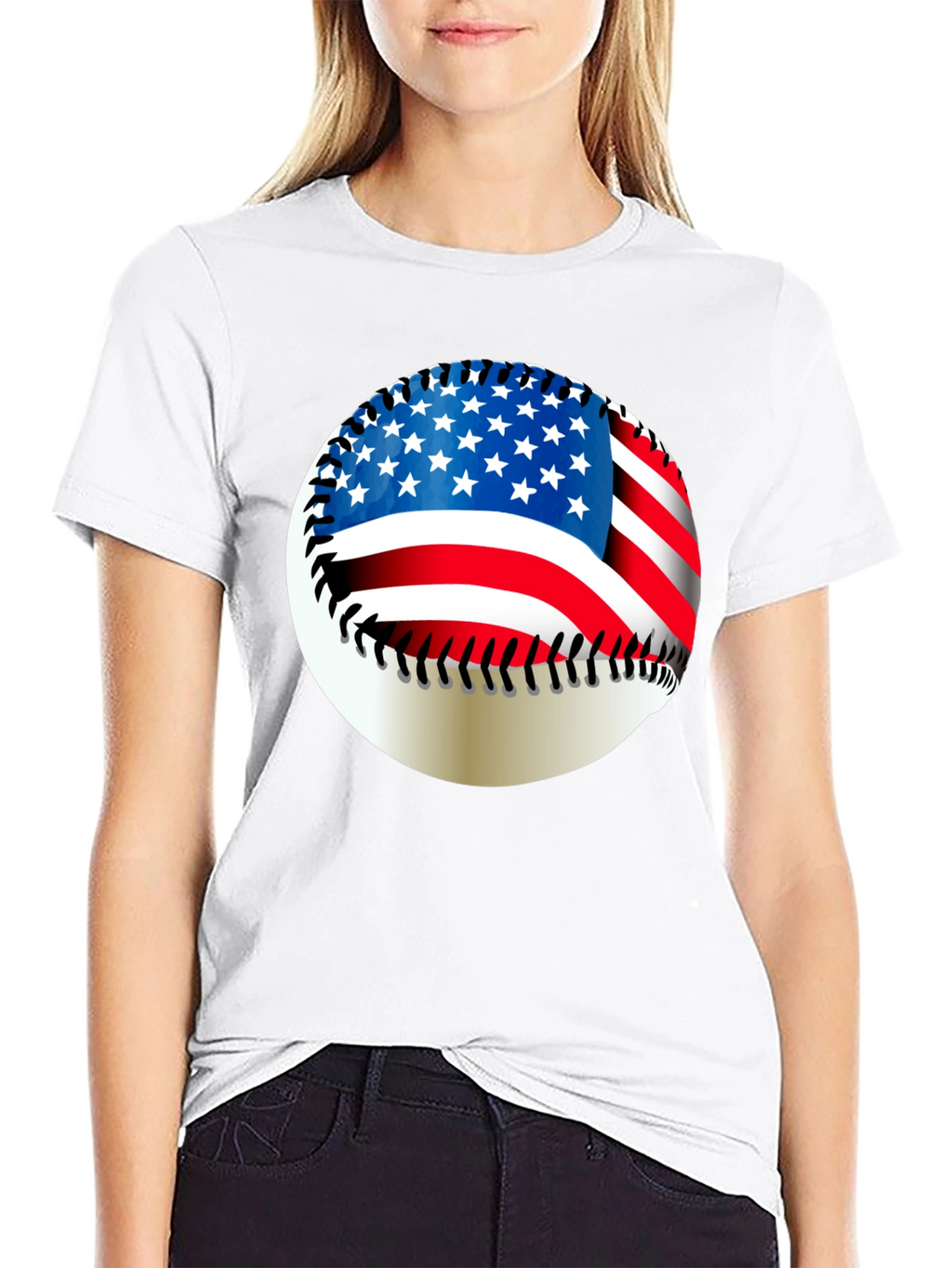USA Flag Baseball Graphic Tee - Patriotic Style