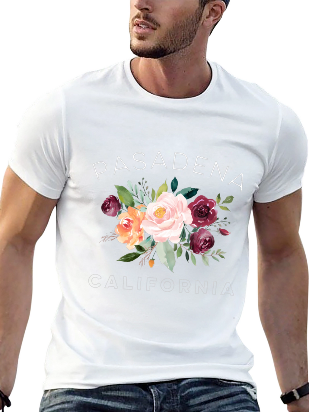 Floral Pasadena California Graphic Tee