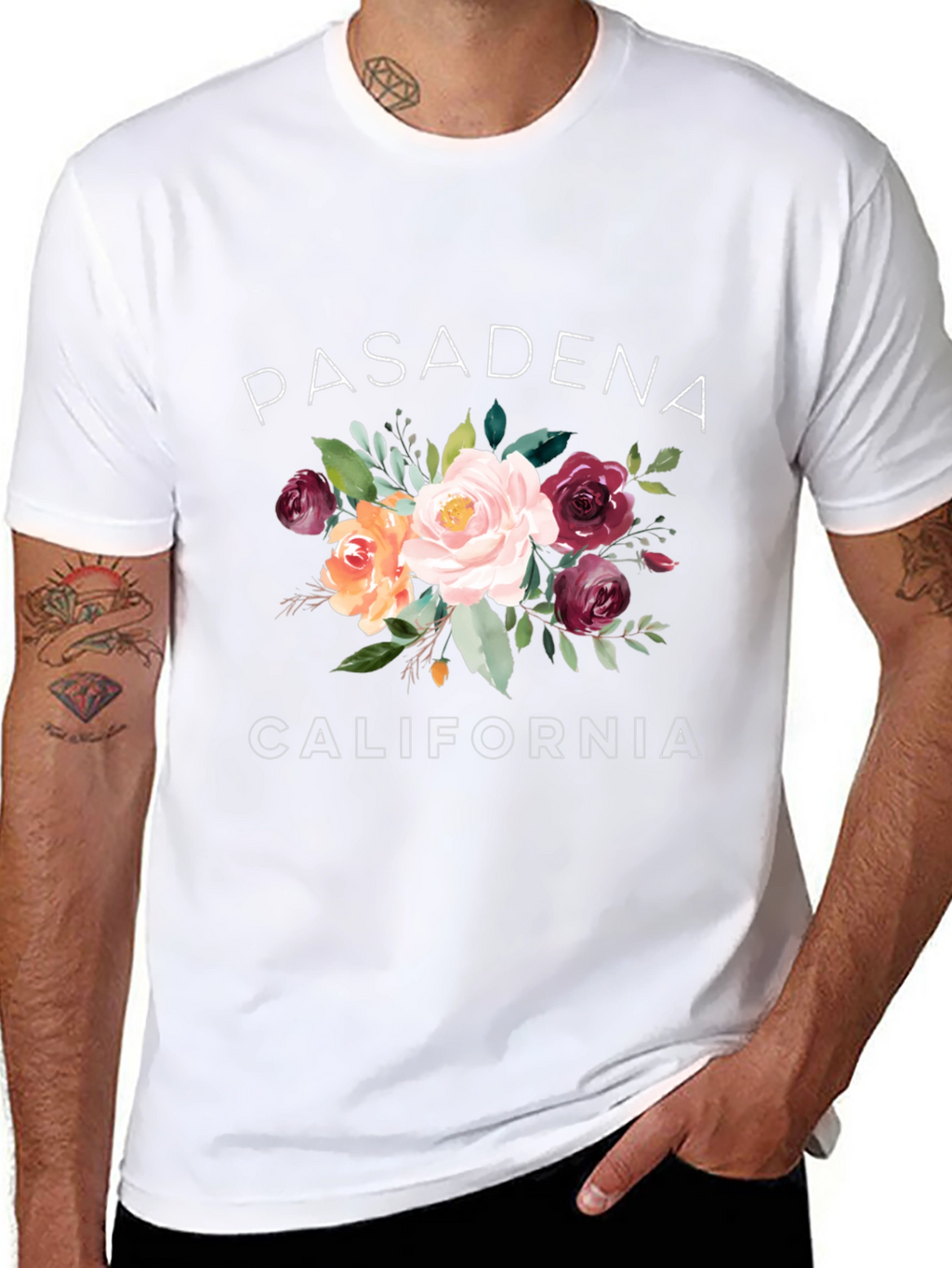 Floral Pasadena California Graphic Tee