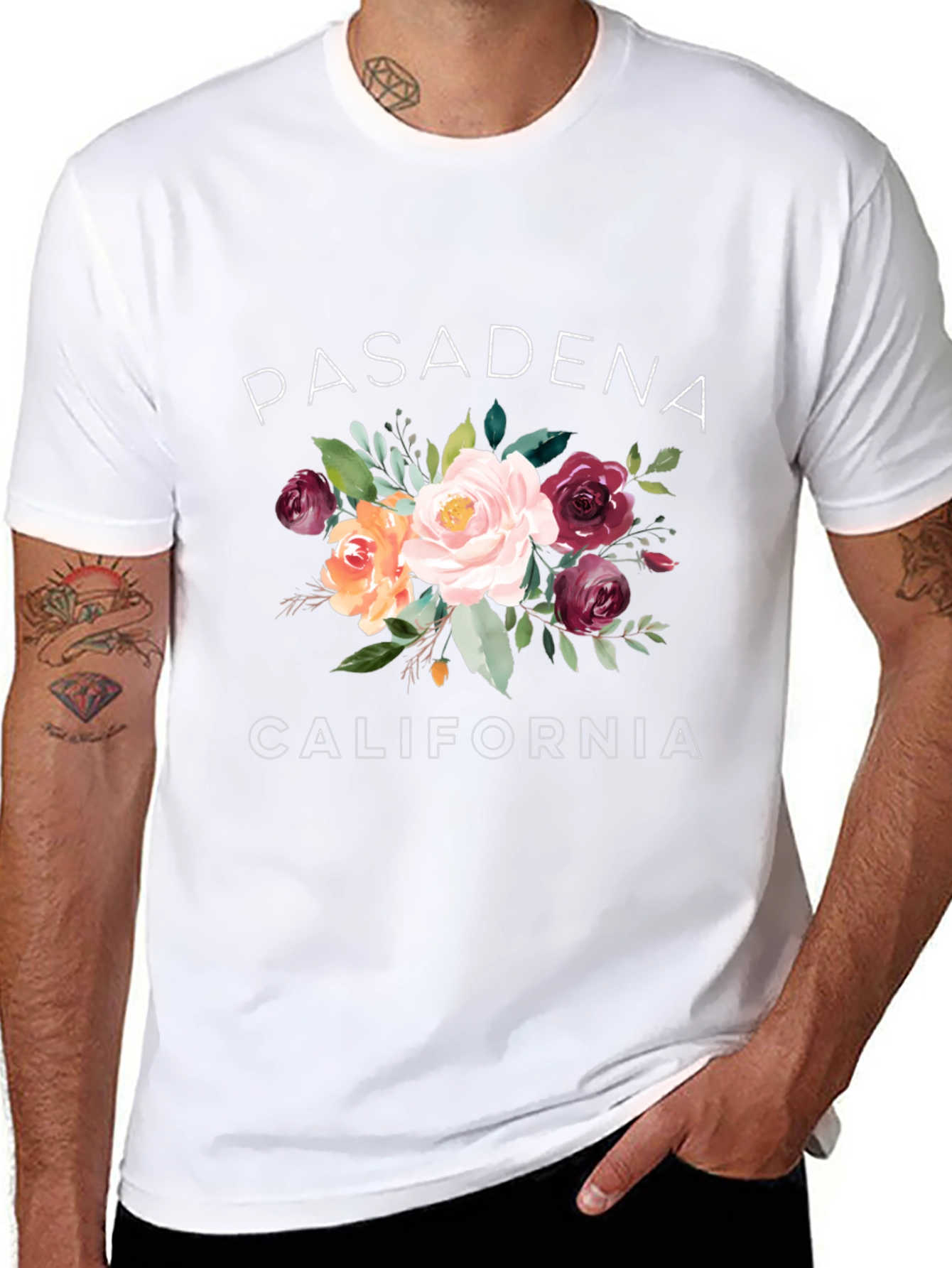 Floral Pasadena California Graphic Tee
