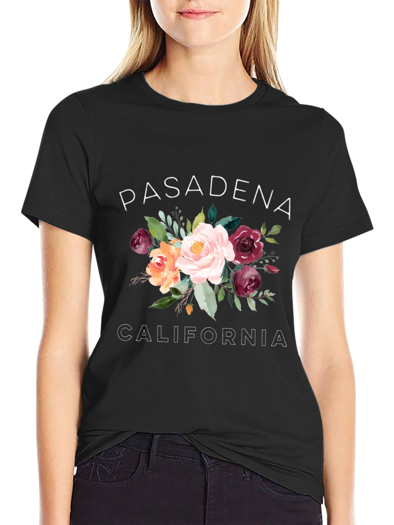 Floral Pasadena California Graphic Tee
