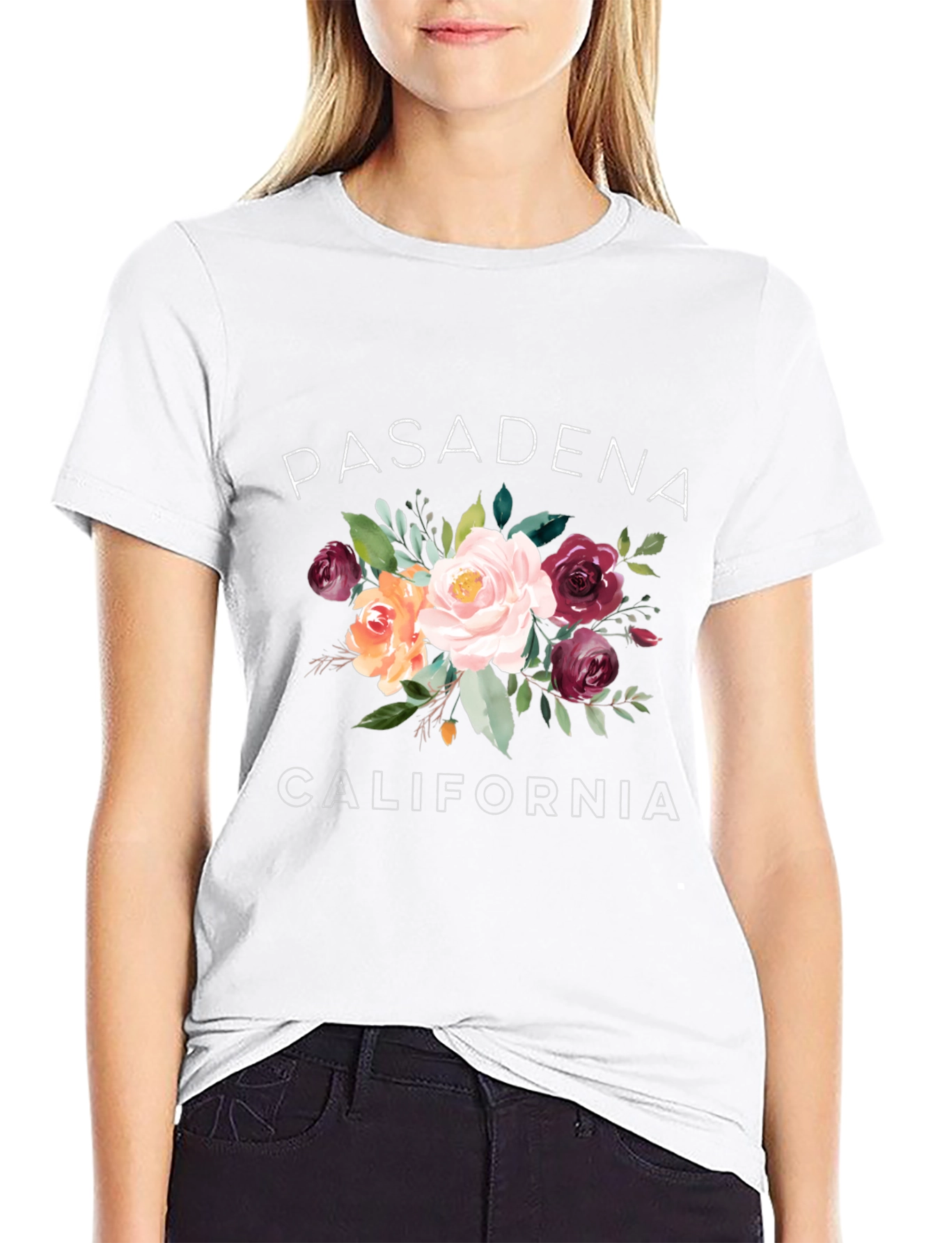 Floral Pasadena California Graphic Tee