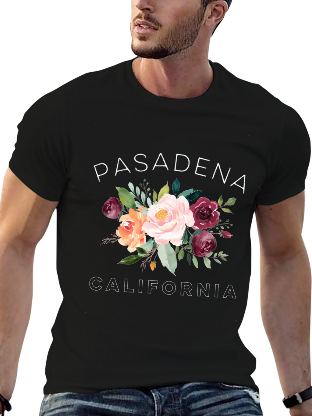 Floral Pasadena California Graphic Tee