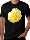 Yellow Rose Graphic Black T-Shirt