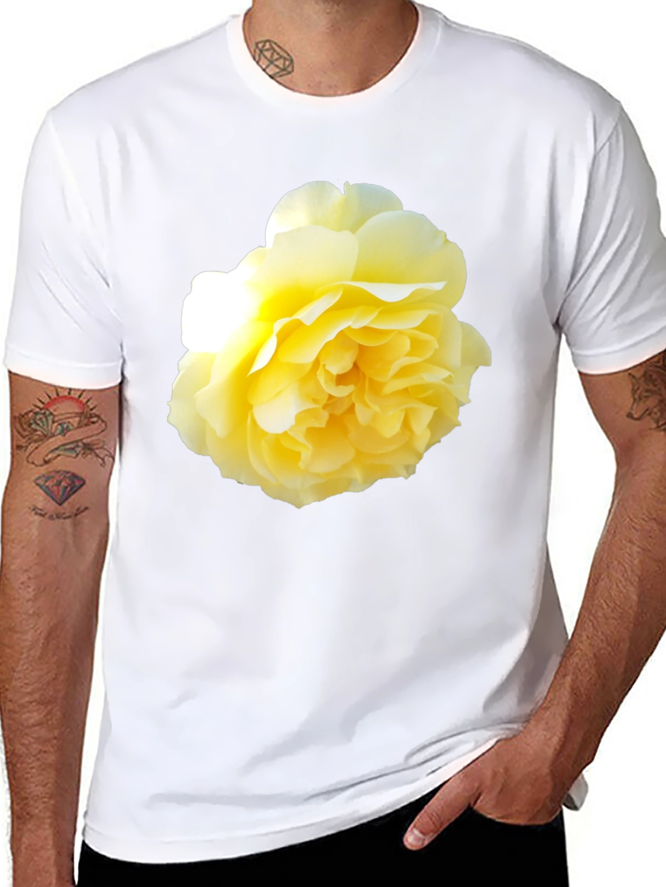 Yellow Rose Graphic Black T-Shirt