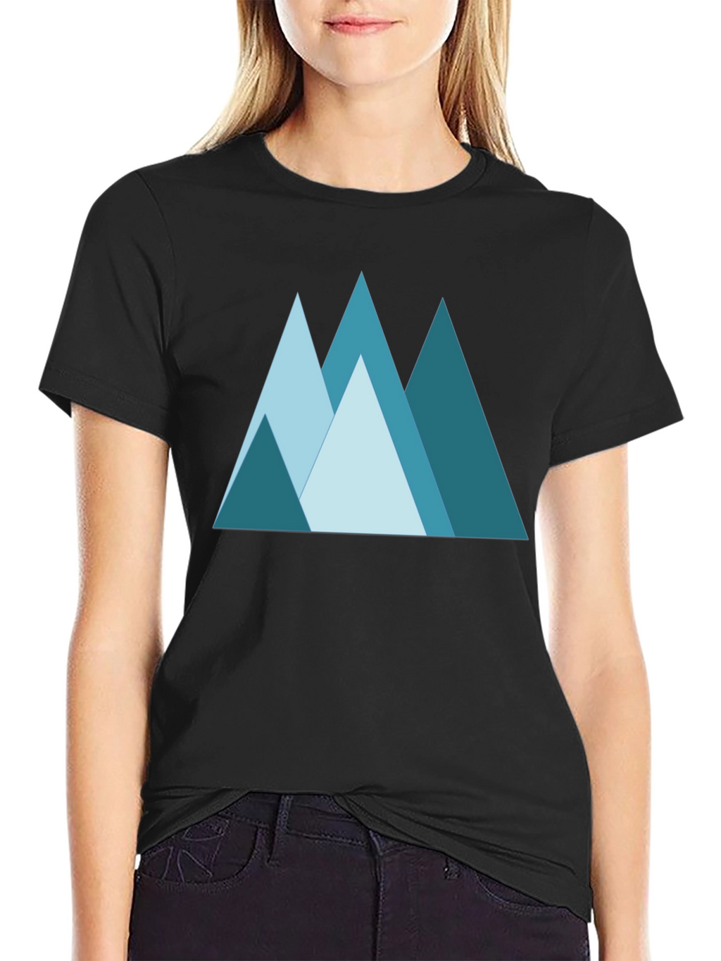 Geometric Mountain Graphic Tee - Black