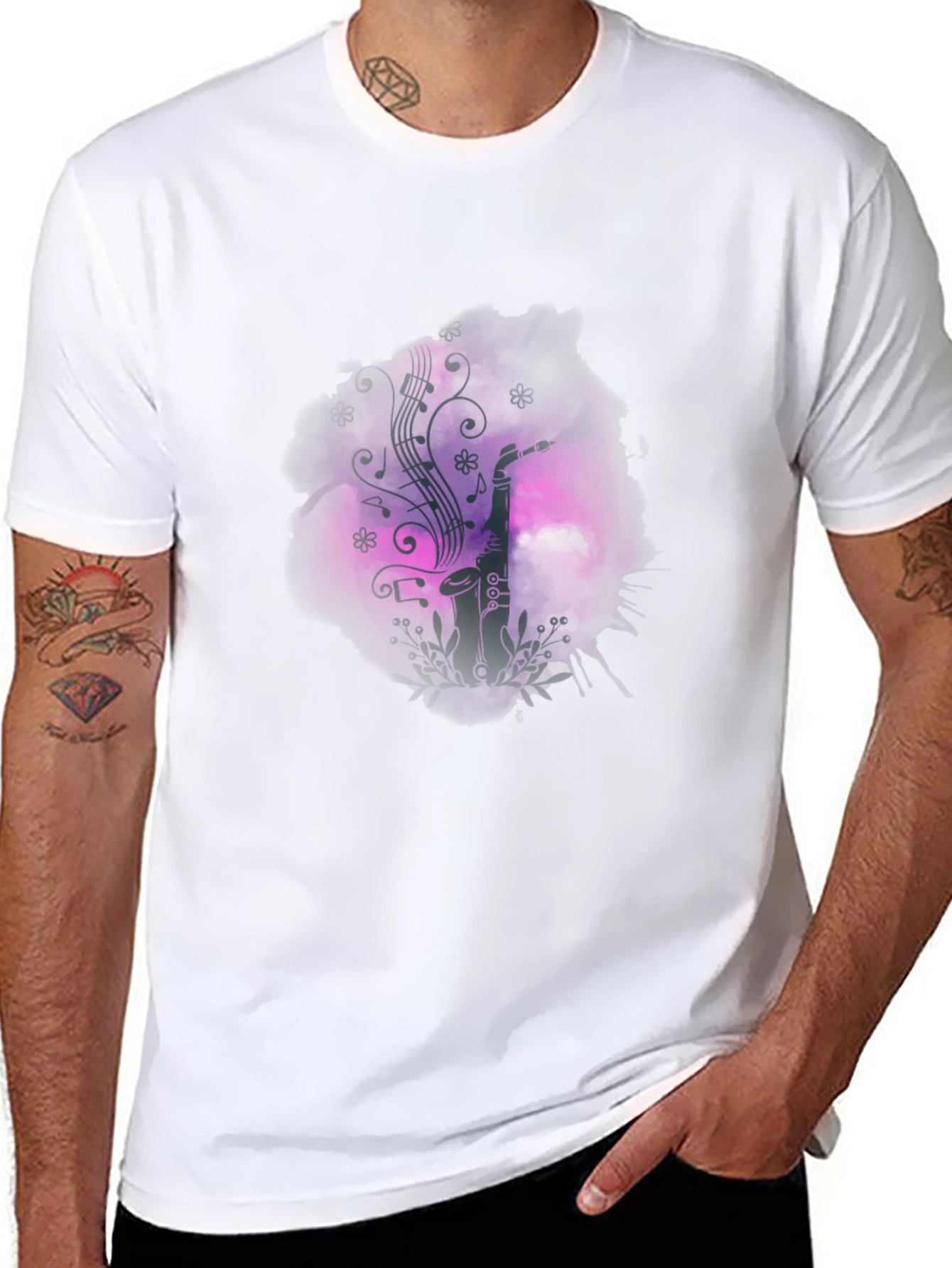 Saxophone Music Graphic Print T-Shirt
