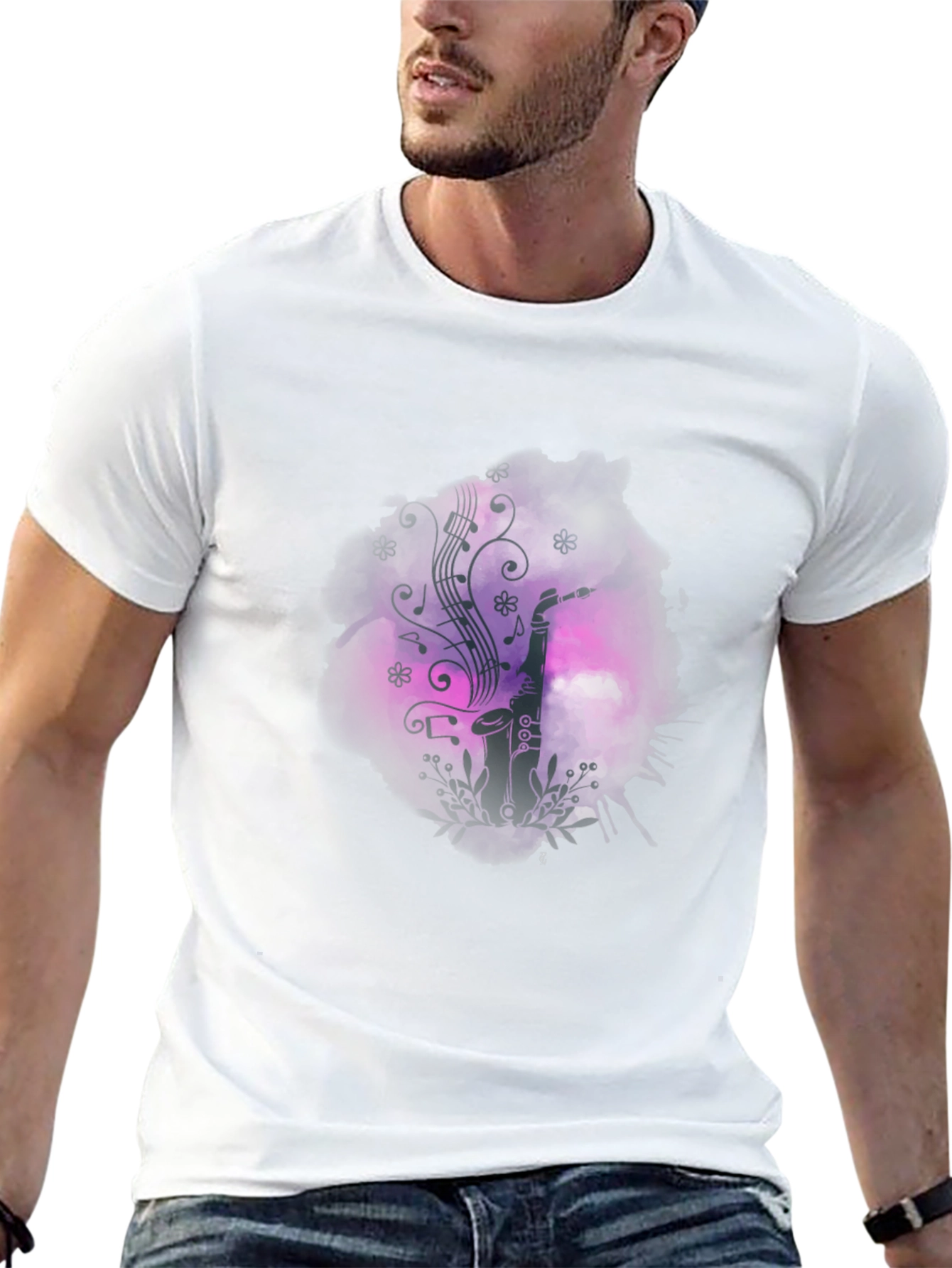 Saxophone Music Graphic Print T-Shirt