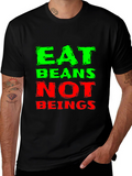 Eat Beans Not Beings Black Graphic T-Shirt
