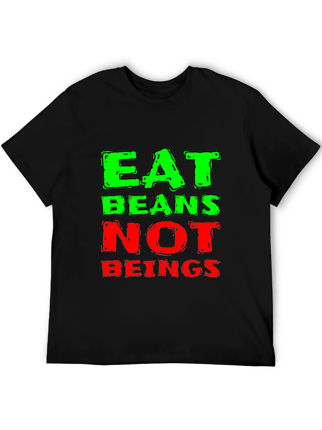 Eat Beans Not Beings Black Graphic T-Shirt