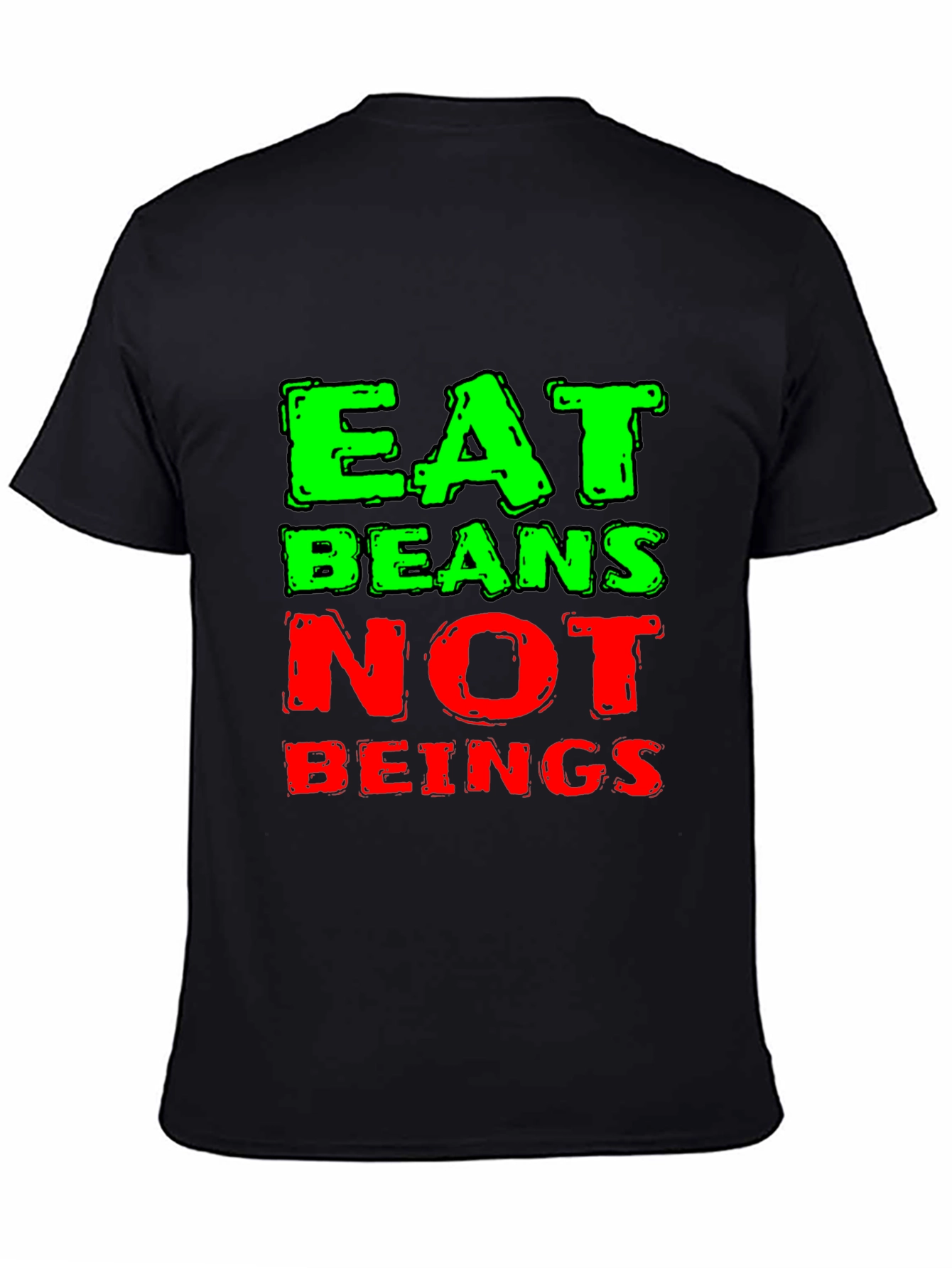 Eat Beans Not Beings Black Graphic T-Shirt