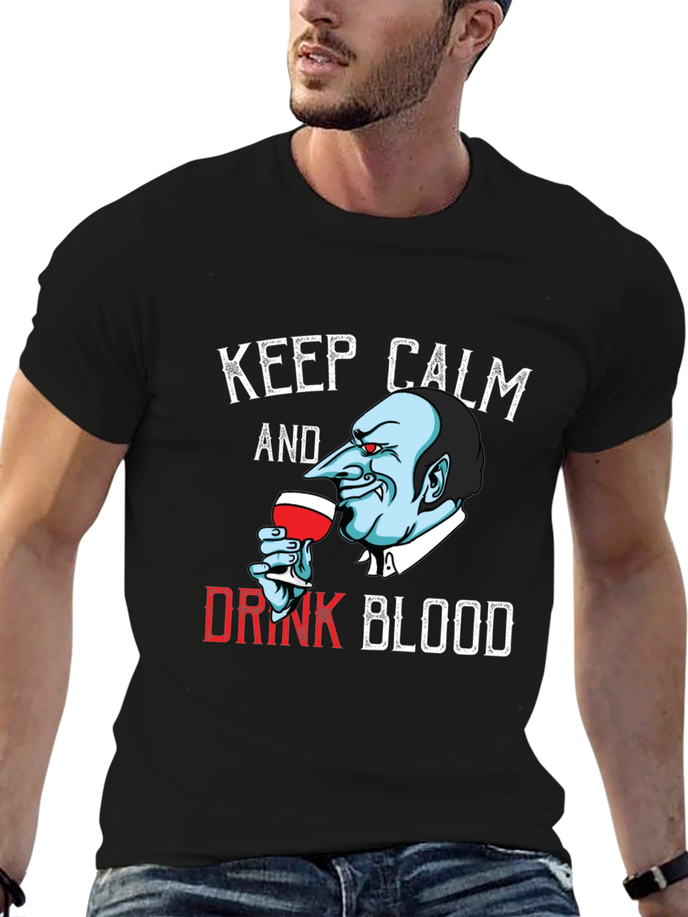 Keep Calm Vampire T-Shirt - Funny Halloween Tee